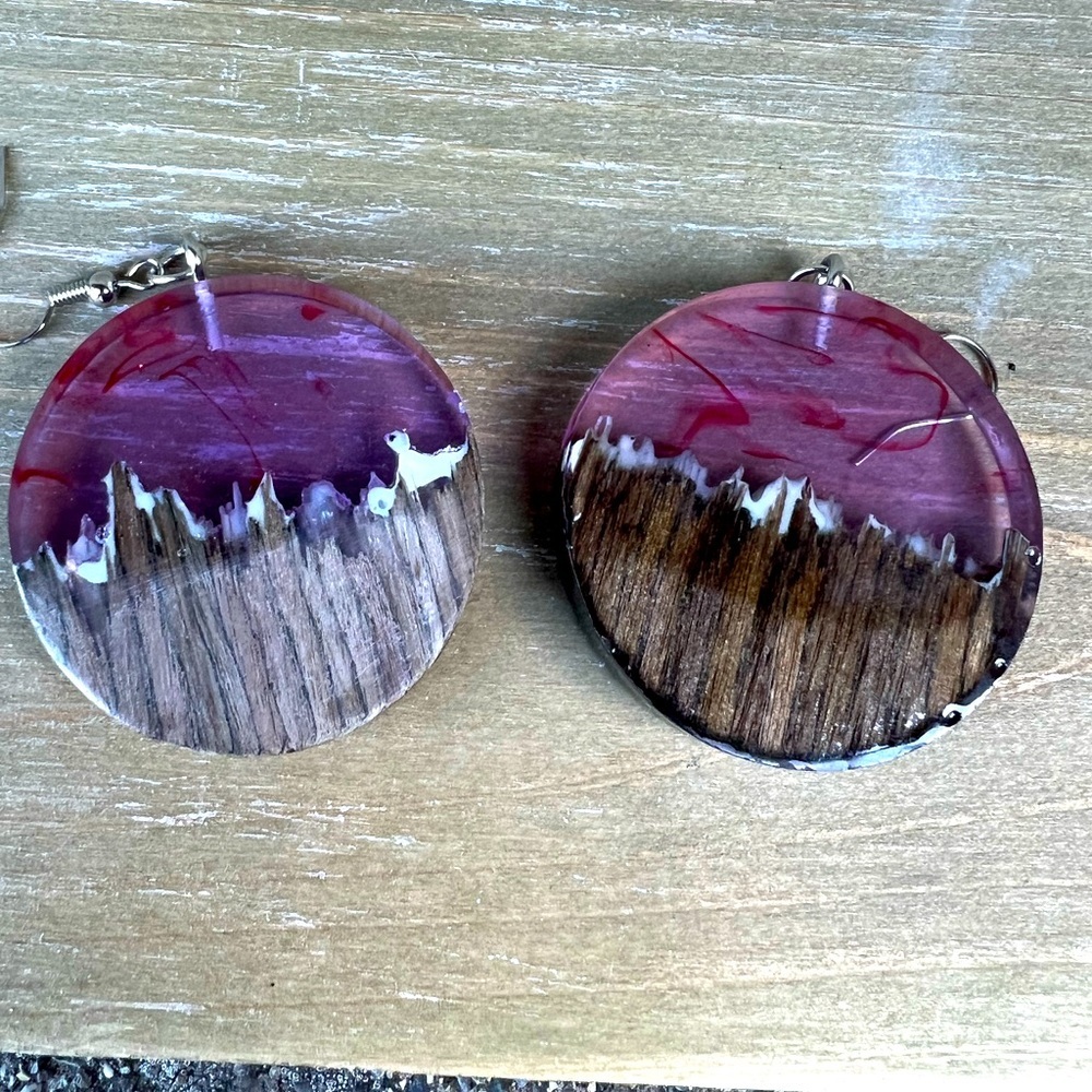 Handmade resin dangly earrings